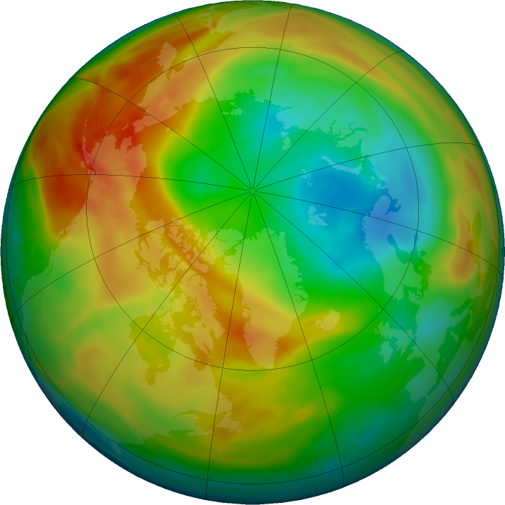 Arctic ozone map for 30 January 2020
